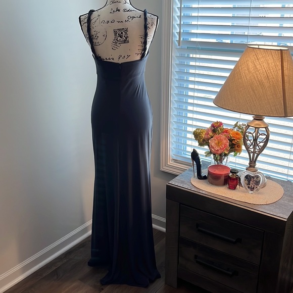 MAX & CLEO Braided Strap Front Drape Evening Gown Maxi Dress - Picture 7 of 9